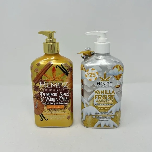 Hempz Vanilla Frost Mountain & Pumpkin Spice Vanilla Chai Body Lotion 17oz
