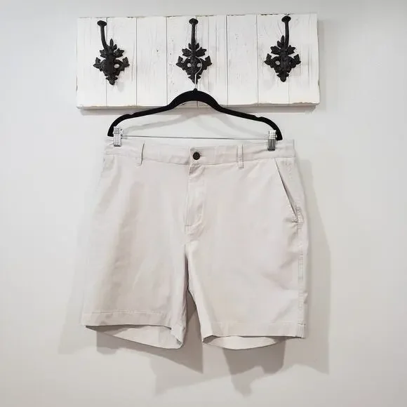 Faherty All Day Shorts 7” Stone Khaki Stretch Size 35
