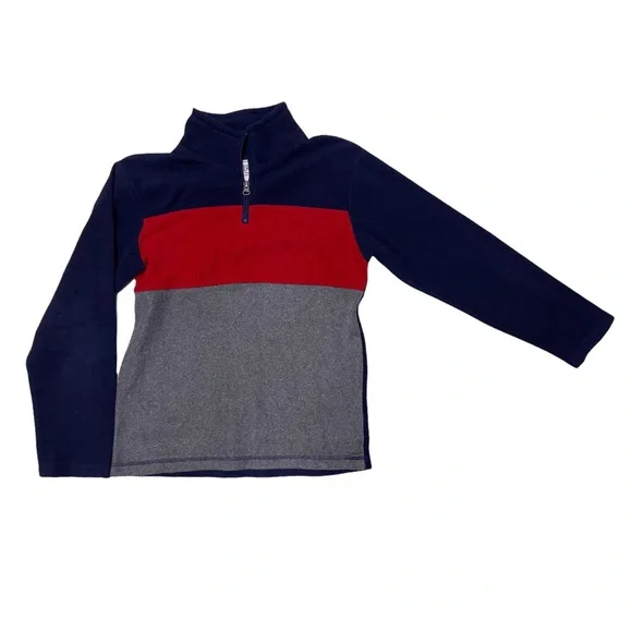 The Children’s Place BOY sze L/G 10/12 Blue, Red & Gray Fleece zipper Jacket Top