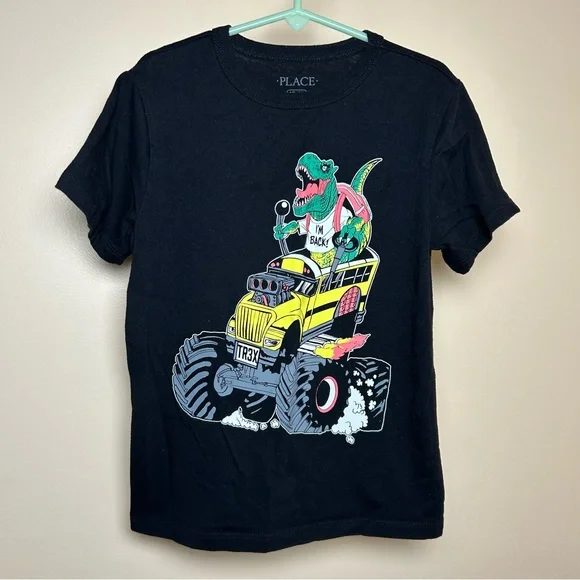 Monster Truck Bus Dinosaur Graphic Tee | Size 5/6 | The Children’s Place | Black