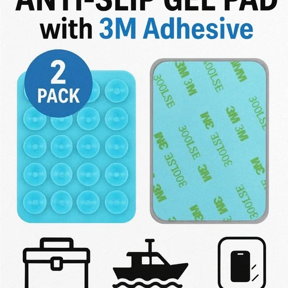 2- pack Anti-Slip Gel Pad light Blue for phone cases, toolboxes, boats, RVs,Auto