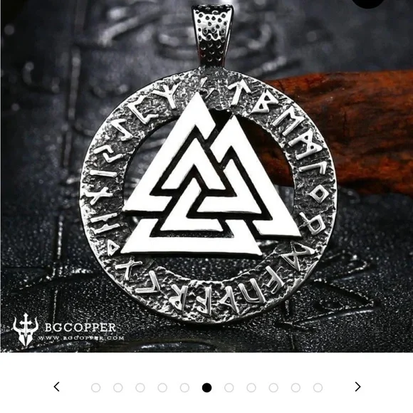 Valknut Viking Pendant Necklace • Norse Rune Amulet • Stainless Steel Statement