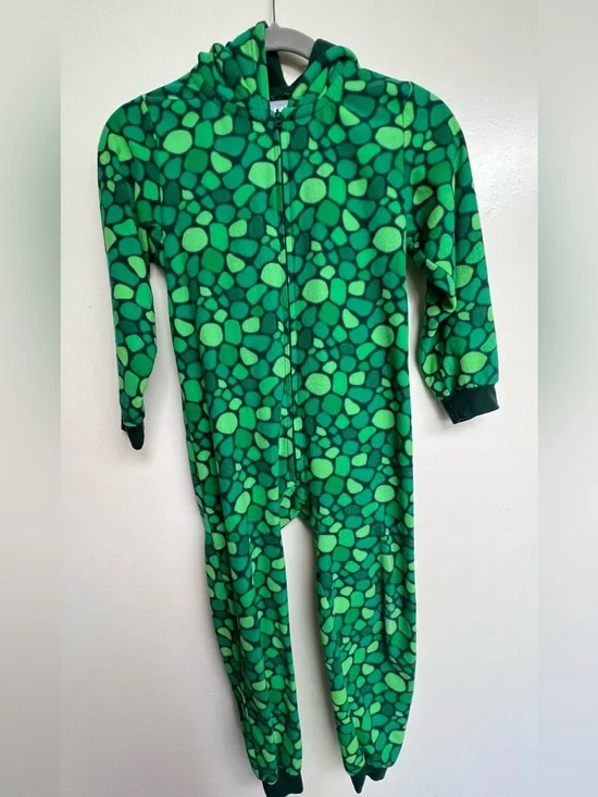 The Children's Place Green Pebble-Print Hooded Fleece Footie