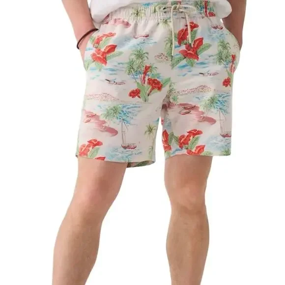 Faherty Beacon Tropical Print Swim Trunks Mens Shorts Size Small NWT