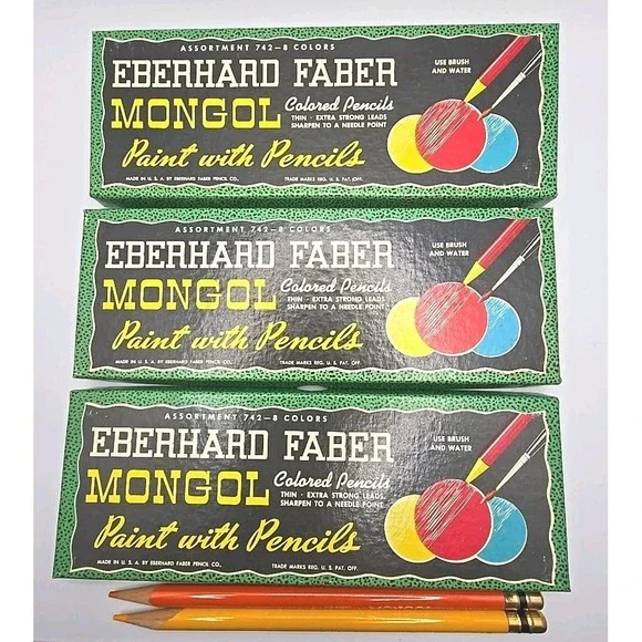 Vintage Eberhard Faber Mongol Paint With Pencils 3 Boxes U113