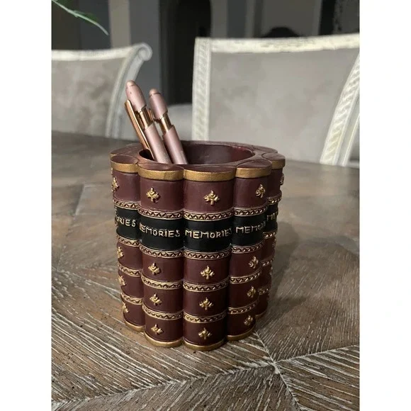 Old World Stye Resin Pen & Pencil Cup Office Desk Organizer Accessory Holder 4