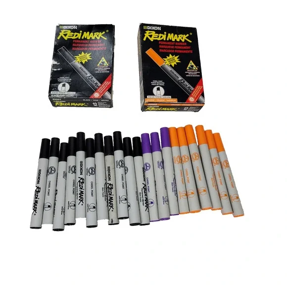 Dixon Industrial RediMark Permanent Markers Chisel Point Metal Barrel Box Art