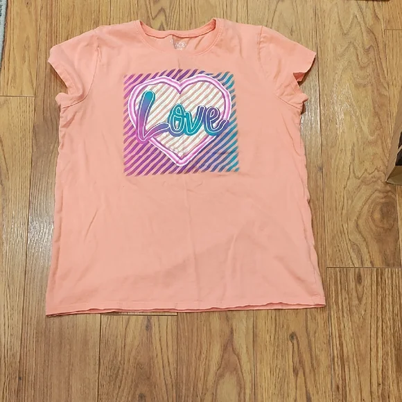 The Children's Place Peach Love Heart Tee