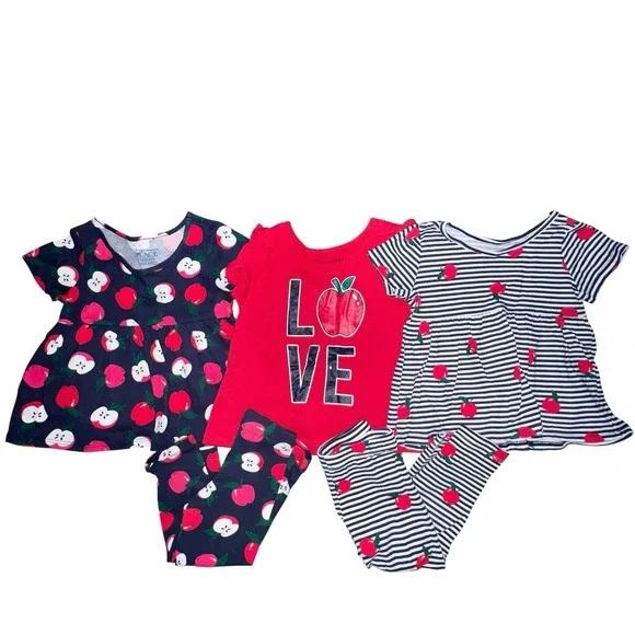 The Children's Place Toddler Girls Set Of 3 Outfits Sets Apples 18-24M Leggings
