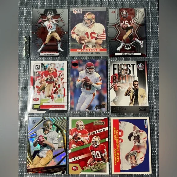 🏈 Joe Montana NFL National Football League Sports Trading Cards, Qty 9, Lot #2