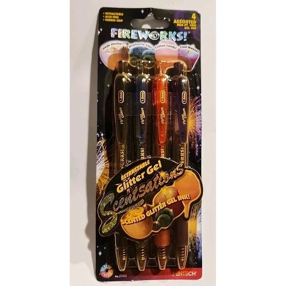 Y2k Fireworks! Pentech Glitter Gel Scentsations Scented Glitter‎ Gel Pens...