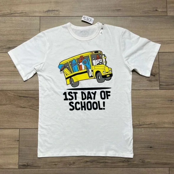 The Children’s Place Boys 1st Day Of School Short Sleeve Graphic Tee Large White