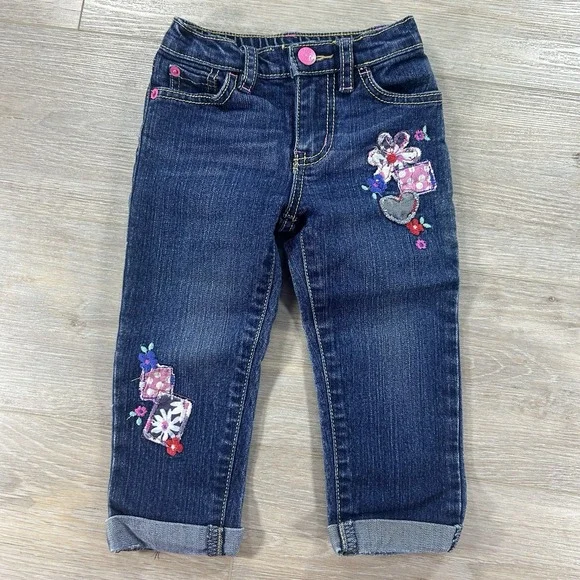 Vtg Est. 1989 The Children's‎ Place 2T Patchwork Straight Cuffed Jeans