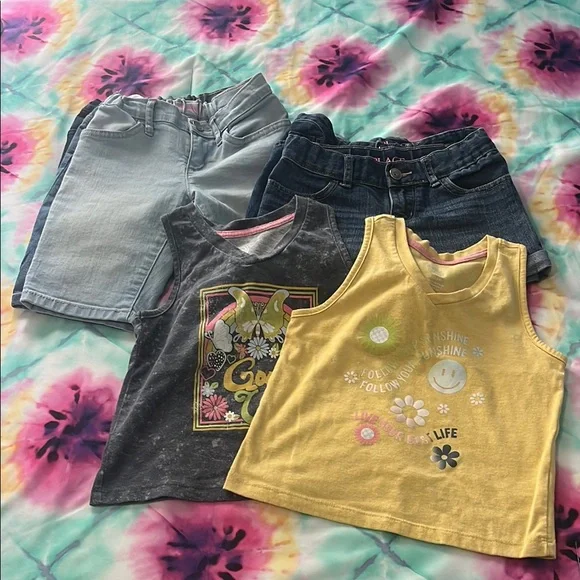 The children’s place shorts x4 and 2 wonder nation shirts size 6, 6X-7