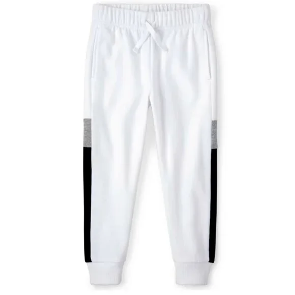 THE CHILDREN’S PLACE BOYS WHITE COLORBLOCK FLEECE JOGGERS NWT SZ 16/XL
