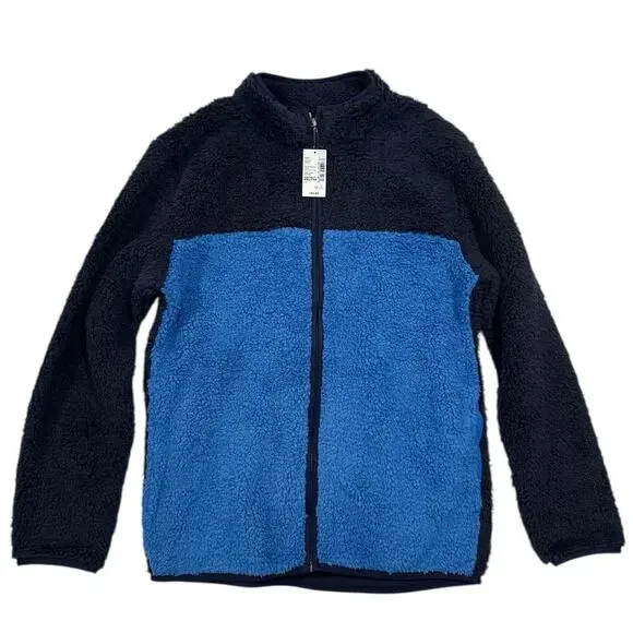 The Children’s Place Sherpa Fleece Jacket Blue Full Zip Kids XXL 16 NEW