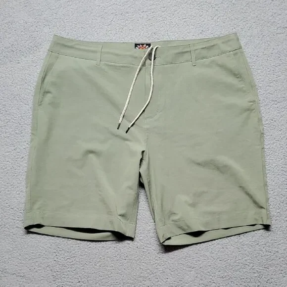Faherty Light Sage Green Flat-Front Drawstring Shorts