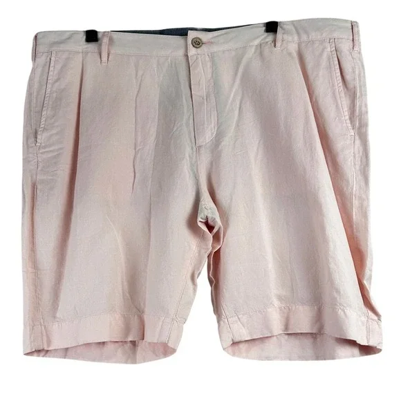 Faherty Tradewinds MBU2263-SPK Shorts Mens 40 Pink Linen Blend Coastal Summer