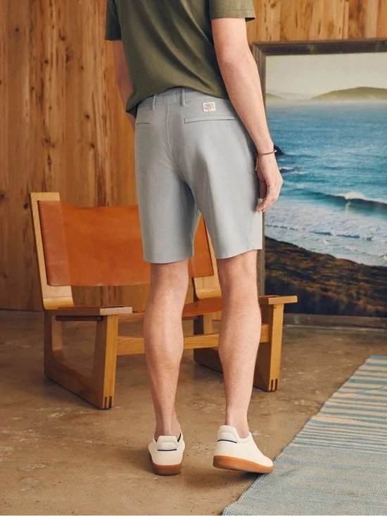 Faherty All Day Shorts Mens 34 Ice Grey Hybrid Swim Tech Stretch Flat Front