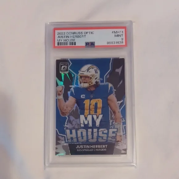 2022 DONRUSS OPTICJUSTIN HERBERT My House Trading Card PSA 9