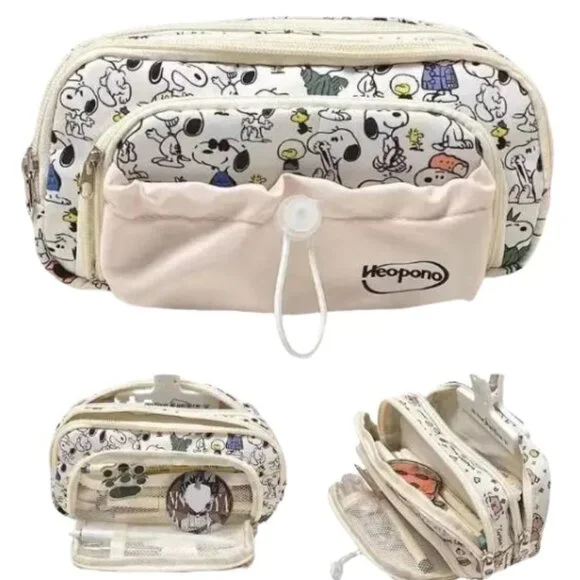 Snoopy Multi-Compartment Zipper Pencil Case Organizer Pouch