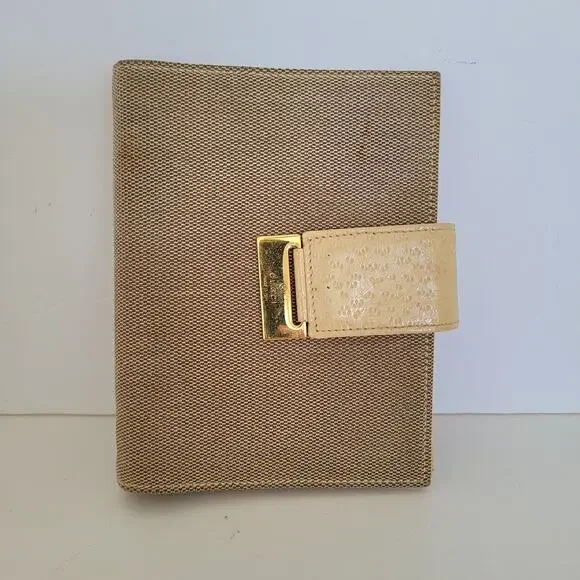 Vintage Gucci Monogram Canvas Leather Ring Agenda Planner Pen Case Italy