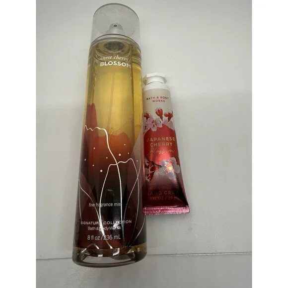 2 Bath Body Works JAPANESE CHERRY BLOSSOM ORIGINAL MIST AND HAND CREAM 1 FLOZ