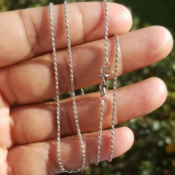 Sterling Silver 925 Rhodium finish Rope 025 Chain 1mm 16