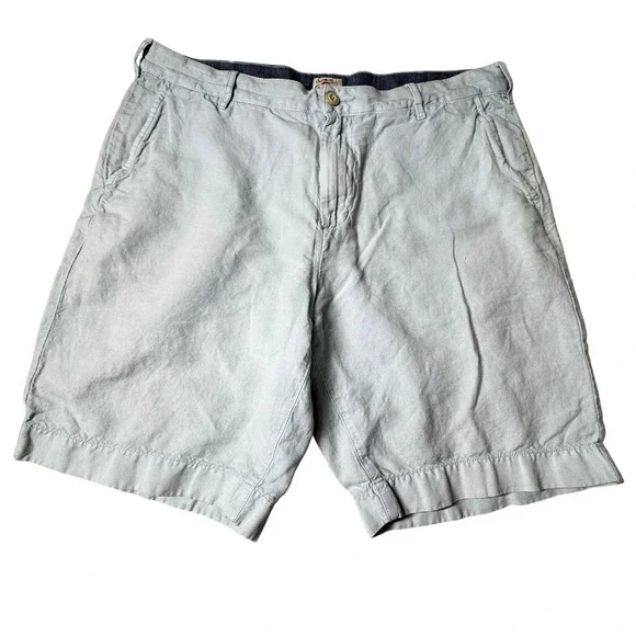 Faherty Chino Men's Shorts Size 33 Linen Cotton Flat Front Trail Hiking Blue‎