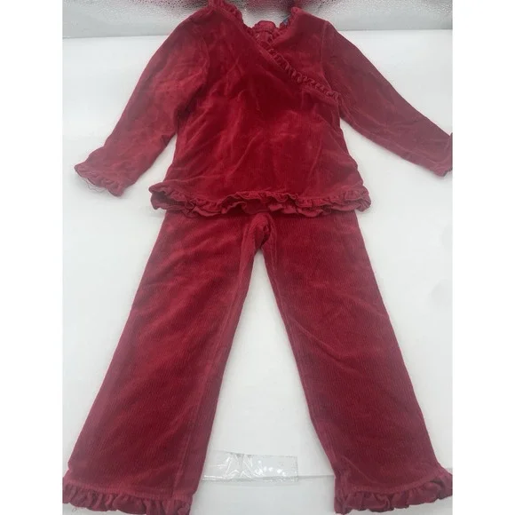 The Children's Place‎ Red Velour Velvet Set Pajama Top Pants Girls Sz 4T Casual