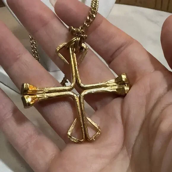 Gold tone vintage Chain Cross