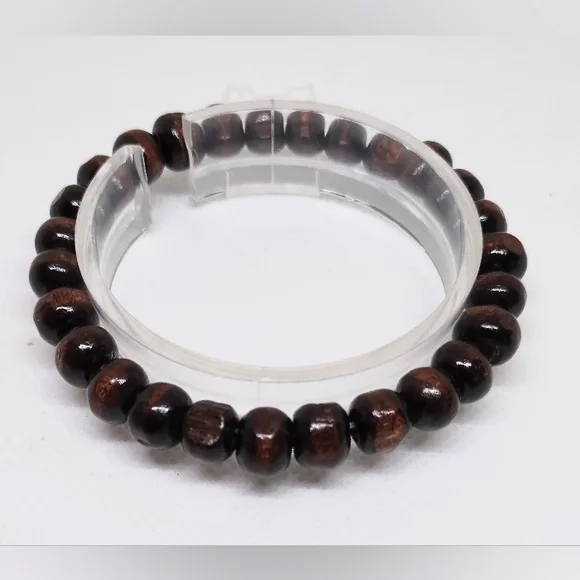 Men's Bracelet Beaded‎ Beads Brown New f70