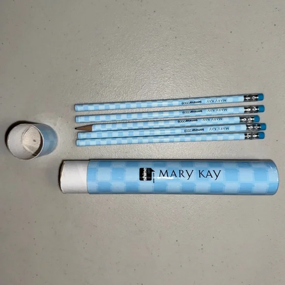 Mary Kay Blue Pencils Set Seminar 2009 Souvenir with Case Shine On Promotion MK