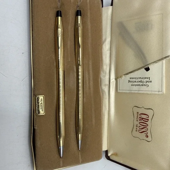 Cross Vintage 10K Gold Filled Pen & Pencil Set w/original Case & Paperwork
