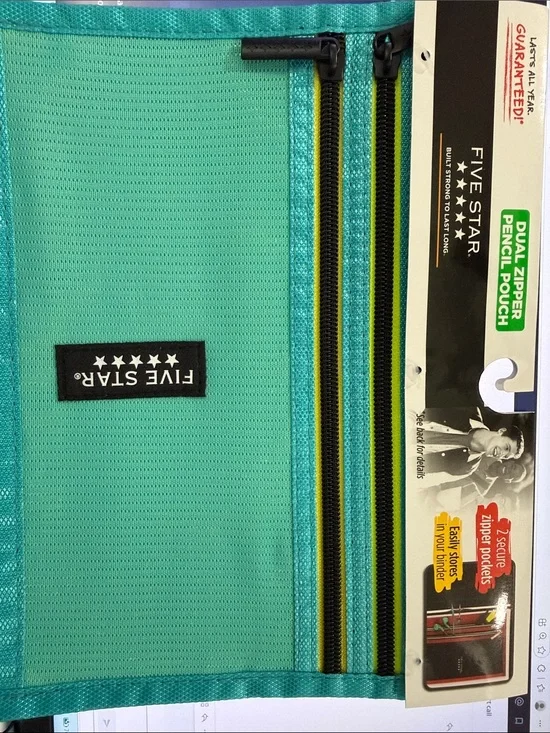 Five Star Dual-Zip Toiletry Pouch in Teal and Black