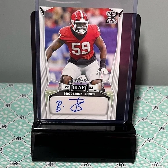 Autographed Draft 🏈 Broderick Jones Leaf Signed Draft/Rookie Card #BA-BJ1