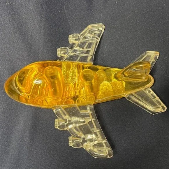 VTG Acrylic Jet Airplane Desk Paperweight & Pencil Holder Fantasy Coins Globe 6