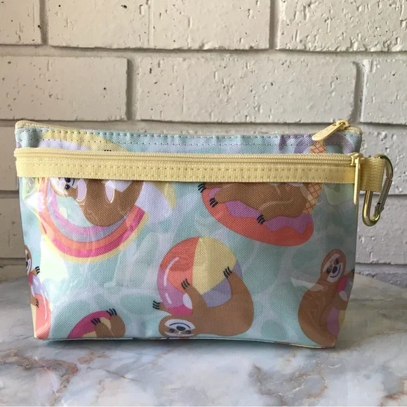 Thirty One Clear Clip Pouch Pool Day Sloths