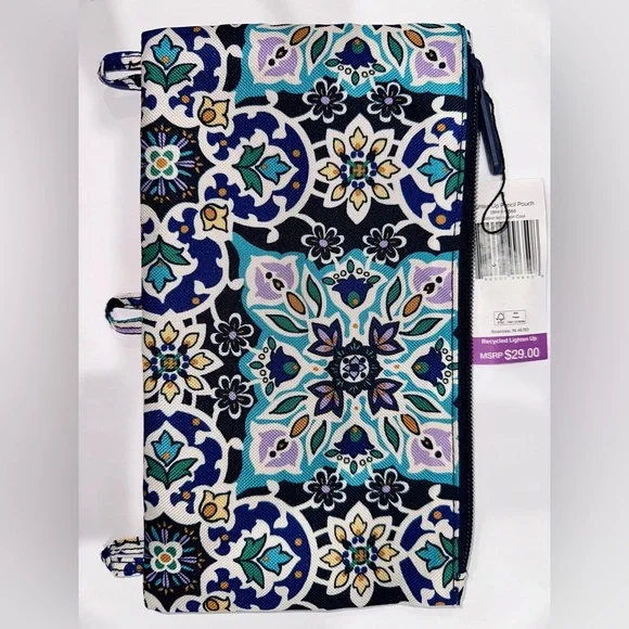 NWT VERA BRADLEY Lighten Up Pencil Pouch -‎ Lisbon Medallion Cool