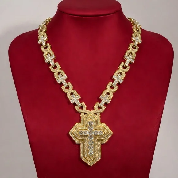 Gold Cross Pendant Necklace 20inch- menJewelry