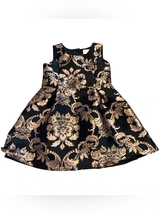 The Children's Place Girls 4T Black Gold Party Dress Sleeveless Lined