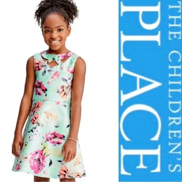 The Children's Place | Sleeveless Floral Print Cut Out Dress | Size 14