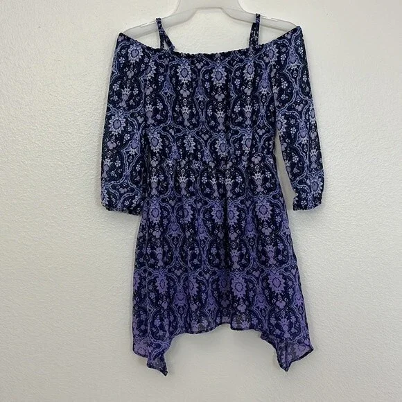 The Children’s Place girl 7/8 cold Shoulder long Sleeve Ombré dress