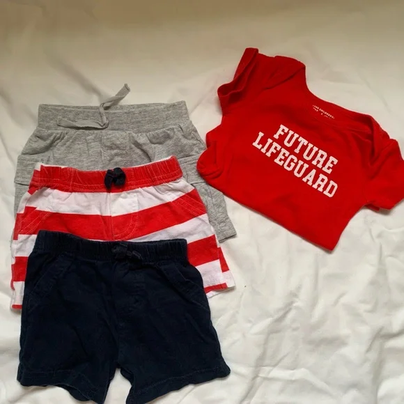 The Children’s Place 3-6 month summer set - 3 shorts and a onesie