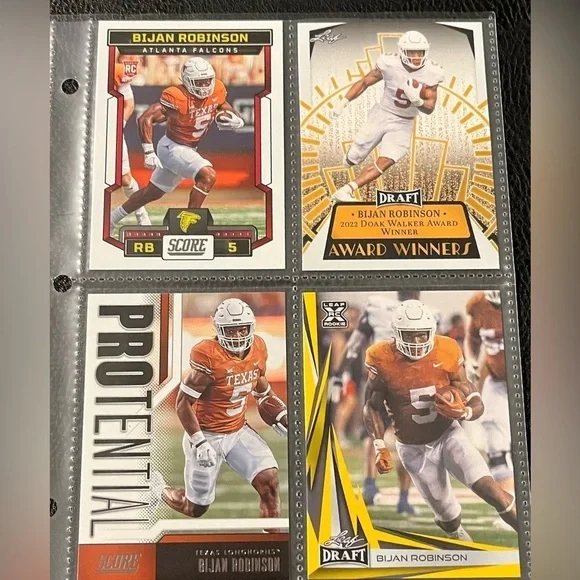 ⭐️🏈 Bijan Robinson 2023 NFL Football Draft Pick RC Cards Qty 4, (TL4)