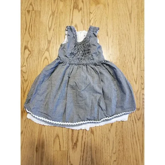 The Children's Place 4T Dress Black White Gingham Check Plaid Cottage EUC