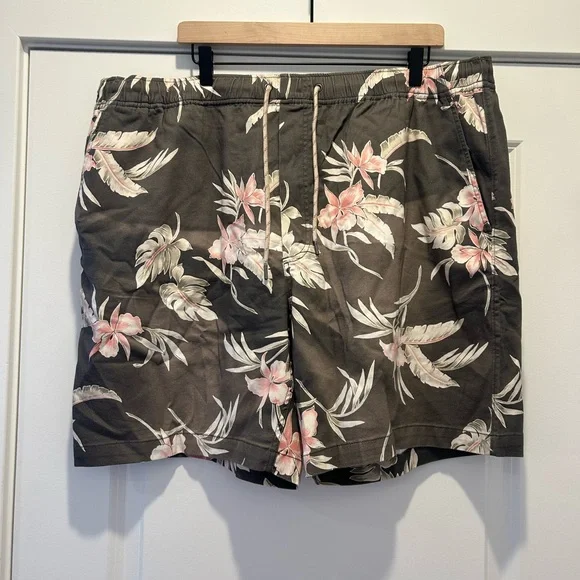 Faherty Essential Drawstring Knit Shorts Mens 1XL Charcoal Island Air Orchid