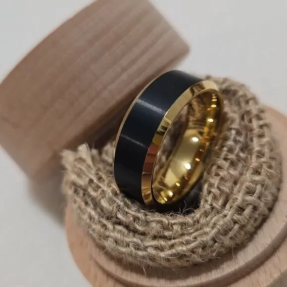 Gold and Black Tungsten Men's Ring