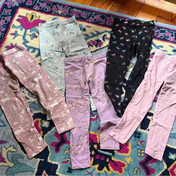 The Children's Place Floral print Leggings Pink, Lavender, bundle lot set 5T