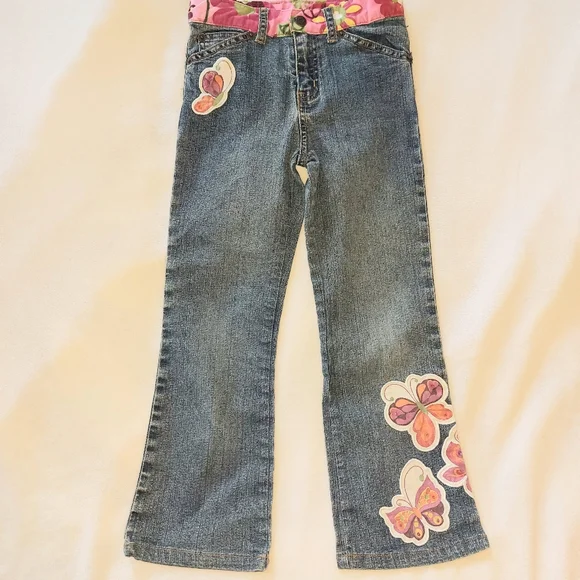 Girls Stretch Jeans by The Children's Place, Florals and Butterflies, 6X…